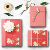 ピンクのグリッターポニーとファーストネーム小さな女の子 ラッピングペーパーシート