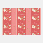ピンクのグリッターポニーとファーストネーム小さな女の子 ラッピングペーパーシート (正面3)