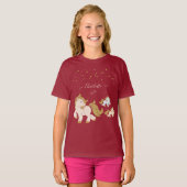 ピンクのグリッターポニーとファーストネーム小さな女の子 Tシャツ (正面フル)