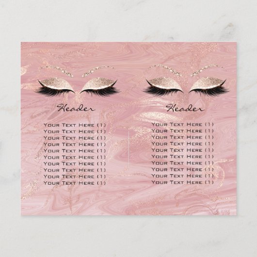 ピンクのグリッターメイクアップアイラッシュ価格リーフレットマーブル チラシ (裏面)