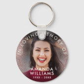 ピンクのグリッターモダン写真記念キープサケ キーホルダー (正面)