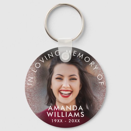 ピンクのグリッターモダン写真記念キープサケ キーホルダー (正面)