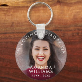 ピンクのグリッターモダン写真記念キープサケ キーホルダー (正面)