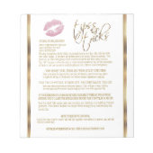 ピンクのグリッターリップのヒントとトリック ノートパッド (正面)