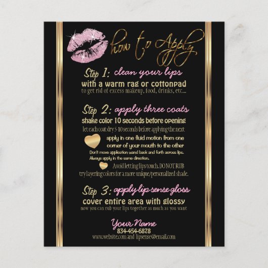 ピンクのグリッターリップの説明 チラシ (正面)