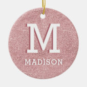 ピンクのグリッターロセゴドパーティーの好意 セラミックオーナメント (正面)