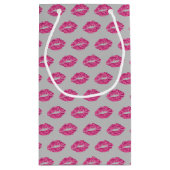 ピンクのグリッター唇 スモールペーパーバッグ (裏面)