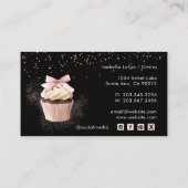 ピンクのグリッター器具料理&カップケーキベーカリー 名刺 (裏面)