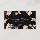 ピンクのグリッター器具料理&カップケーキベーカリー 名刺 (正面)