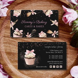 ピンクのグリッター器具料理&カップケーキベーカリー 名刺