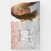 ピンクのグリッター大理石で50歳の誕生日を飾る 横断幕 (縦)