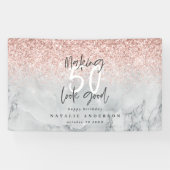 ピンクのグリッター大理石で50歳の誕生日を飾る 横断幕 (横)