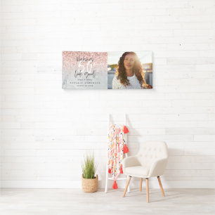 ピンクのグリッター大理石50良い誕生日に見えるb 横断幕