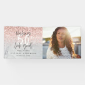 ピンクのグリッター大理石50良い誕生日に見えるb 横断幕 (横)