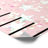 ピンクのグリッター女パーソナライズされたの子の壁成長チャート ポスター (角)