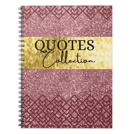 ピンクのグリッター引用文コレクションノート ノートブック (正面)