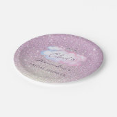 ピンクのグリッター彼女はクラウド9ブライダルシャワー ペーパープレート (アングル)