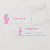 ピンクのグリッター渦巻形のレースプラッシュ白い背景 スキニー名刺 (正面/裏面)