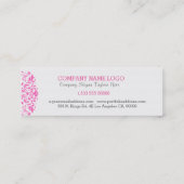 ピンクのグリッター渦巻形のレースプラッシュ白い背景 スキニー名刺 (裏面)