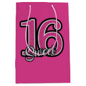 ピンクのグリッター番号 ミディアムペーパーバッグ (正面)