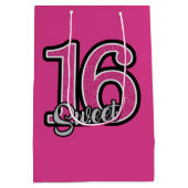 ピンクのグリッター番号 ミディアムペーパーバッグ (裏面)