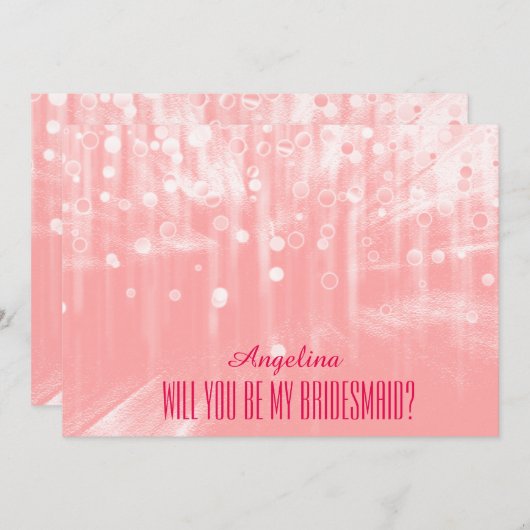 ピンクのグリッター私の花嫁のメイドになる？ 招待状 (正面/裏面)