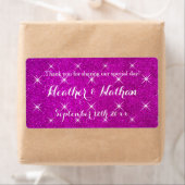 ピンクのグリッター結婚のワインまたはウォーターボトルのラベル ラベル (インサイチュ)