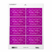 ピンクのグリッター結婚のワインまたはウォーターボトルのラベル ラベル (フルシート)