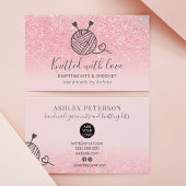 ピンクのグリッター編み物クロシェ糸手作り 名刺