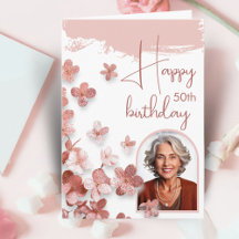 ピンクのグリッター花の花の写真 50歳の誕生日