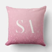 ピンクのグリッター装飾用クッションとイニシャルと名前 クッション (正面)