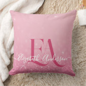 ピンクのグリッター装飾用クッションとイニシャルと名前 クッション (ブランケット)