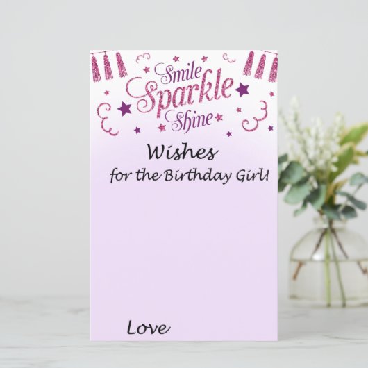 ピンクのグリッター誕生日の女の子を願う (スタンド正面)