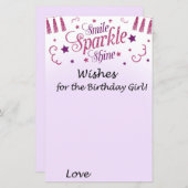 ピンクのグリッター誕生日の女の子を願う (正面/裏面)