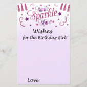 ピンクのグリッター誕生日の女の子を願う (正面)