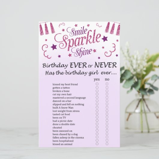 ピンクのグリッター誕生日は常にまたは決してゲーム (スタンド正面)