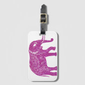 ピンクのグリッター象 ラゲッジタグ (正面縦)