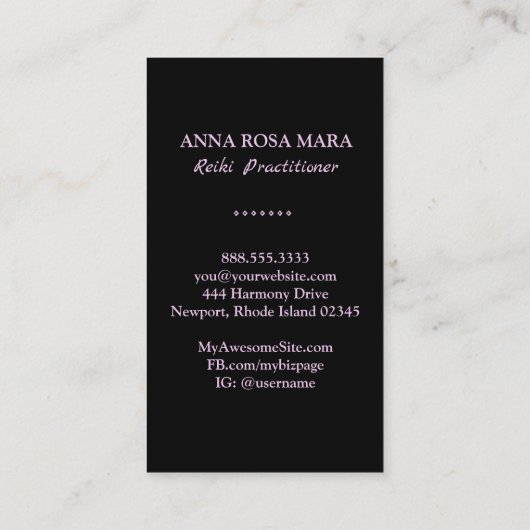 *~*ピンクのグリッター霊気マスタープラクティショナシンボル 名刺 (裏面)