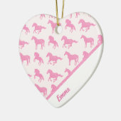 ピンクのグリッター馬のパターン女の子の名前クリスマス セラミックオーナメント (左)