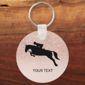 ピンクのグリッター馬ジャンピングドレスセージエクストリアン キーホルダー (正面)