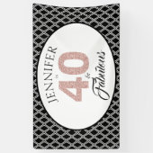 ピンクのグリッター40およびすばらしいカスタムの第40誕生日 横断幕 (縦)