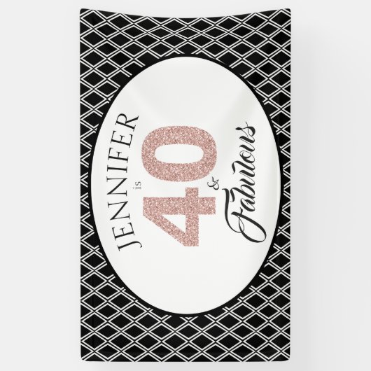 ピンクのグリッター40およびすばらしいカスタムの第40誕生日 横断幕 (縦)