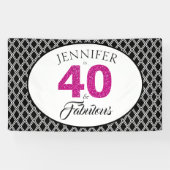 ピンクのグリッター40およびすばらしいカスタムの第40誕生日 横断幕 (横)