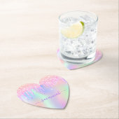 ピンクのグリッター イリデッセント ローズゴールド レインボー 誕生日 ペーパーコースター (インサイチュ)