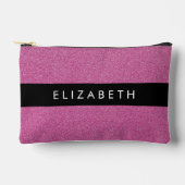 ピンクのグリッター、グリッターの背景、名前 アクセサリーポーチ (正面)