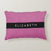 ピンクのグリッター、グリッターの背景、名前 アクセントクッション (正面)