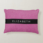 ピンクのグリッター、グリッターの背景、名前 アクセントクッション (裏面)