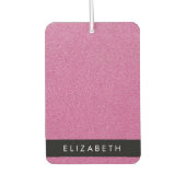 ピンクのグリッター、グリッターの背景、名前 カーエアーフレッシュナー (正面)