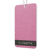 ピンクのグリッター、グリッターの背景、名前 カーエアーフレッシュナー (左)