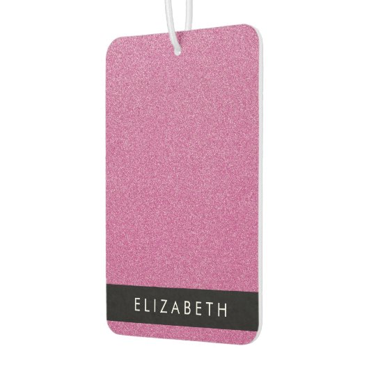 ピンクのグリッター、グリッターの背景、名前 カーエアーフレッシュナー (左)